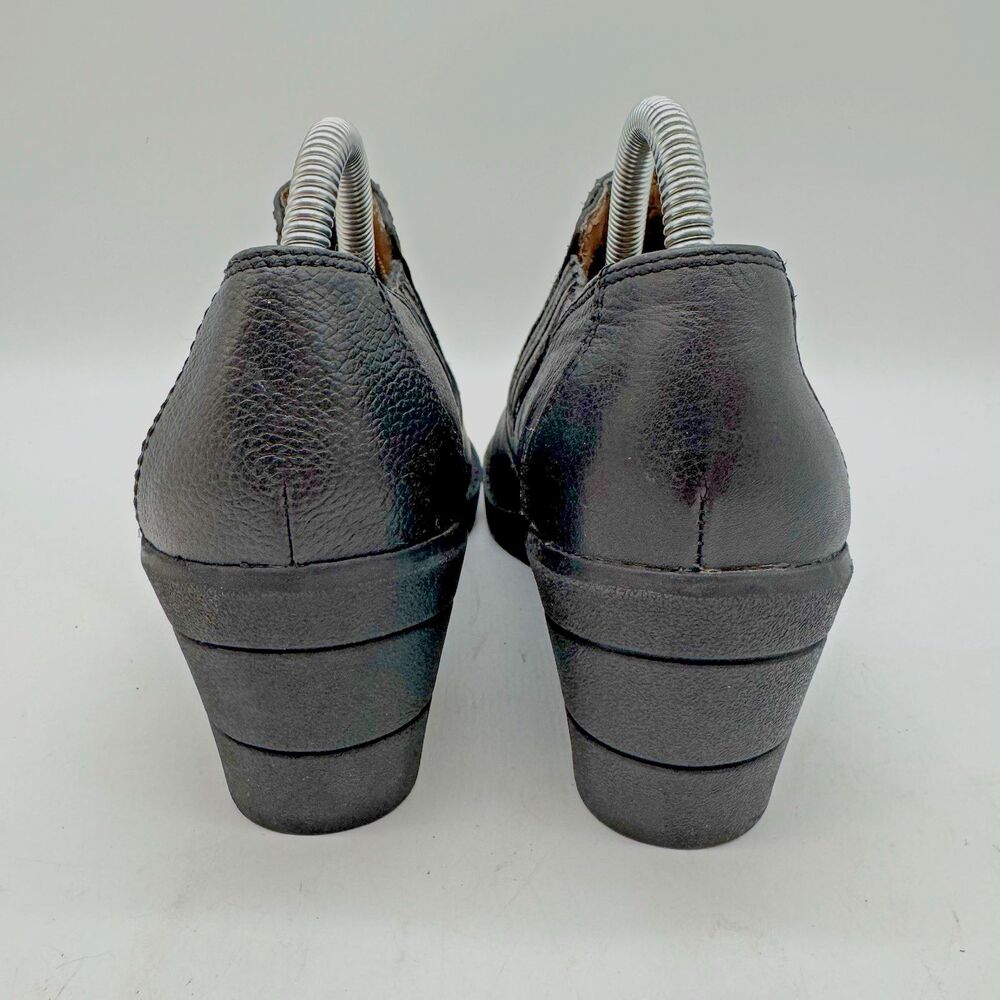 Thom McAn Deidre 2 Wedge Heels Women's 6M Black Leather Stretch Slip On Booties - Picture 4 of 10